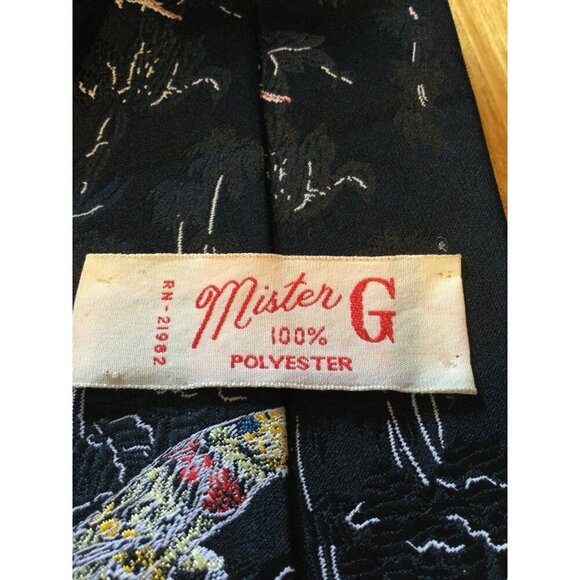 Vintage 70s Count Barini Mister G Parrot Print Polyester Tie Novelty Necktie Bir - Picture 4 of 6